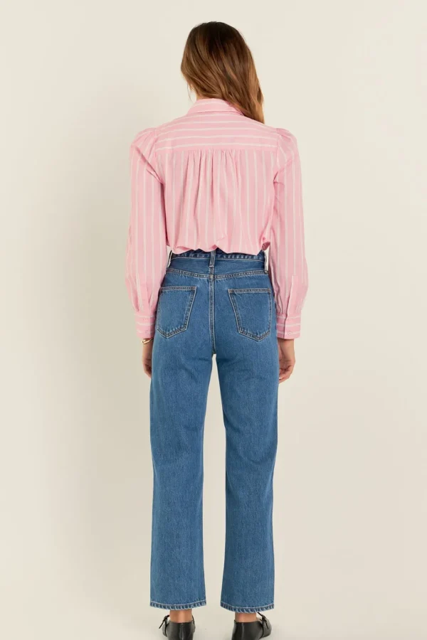 ENGLISH FACTORY Shirts & Blouses | Tops*- Stripe Button Front Shirt in Pink PINKMULTI