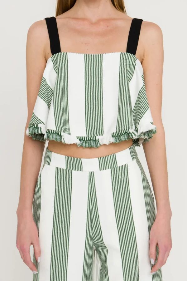 ENGLISH FACTORY Tops*- Stripe Crop Top