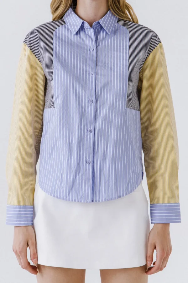 ENGLISH FACTORY Shirts & Blouses | Tops*- Stripe Color Block Shirt MULTI