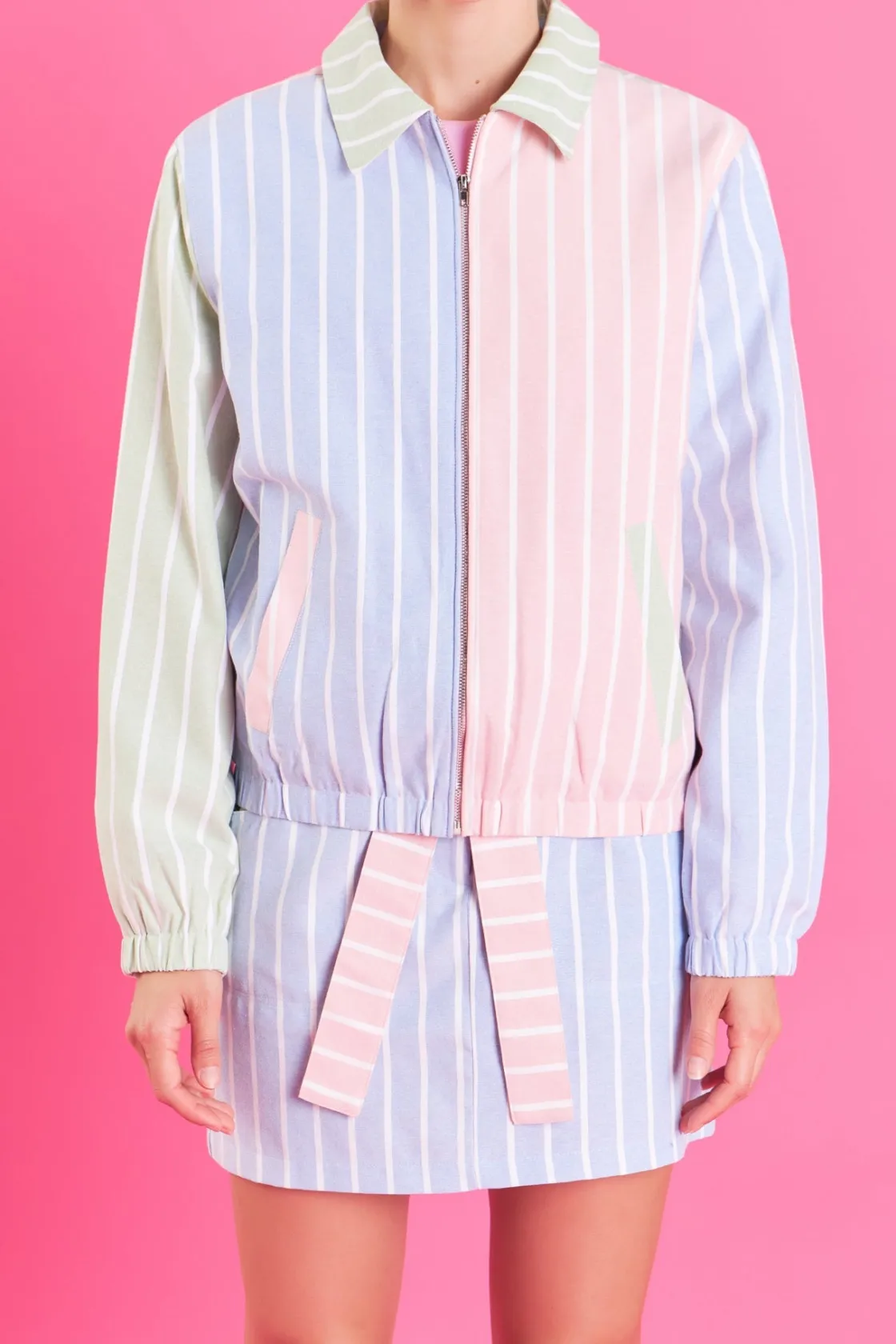 english_factory__stripe_c_0-4.webp ENGLISH FACTORY Jackets & Coats | Tops*- Stripe Color Block Jacket MULTI