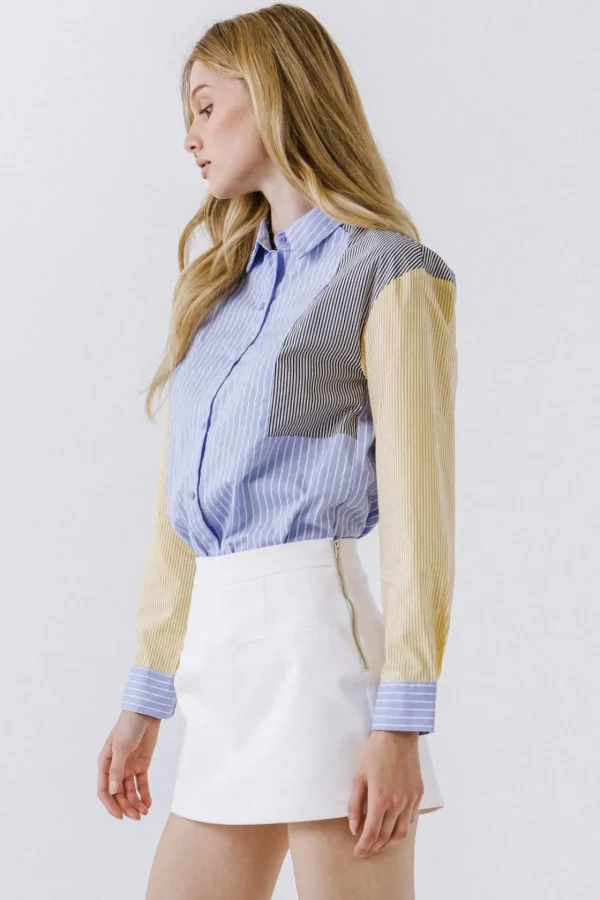 ENGLISH FACTORY Shirts & Blouses | Tops*- Stripe Color Block Shirt MULTI