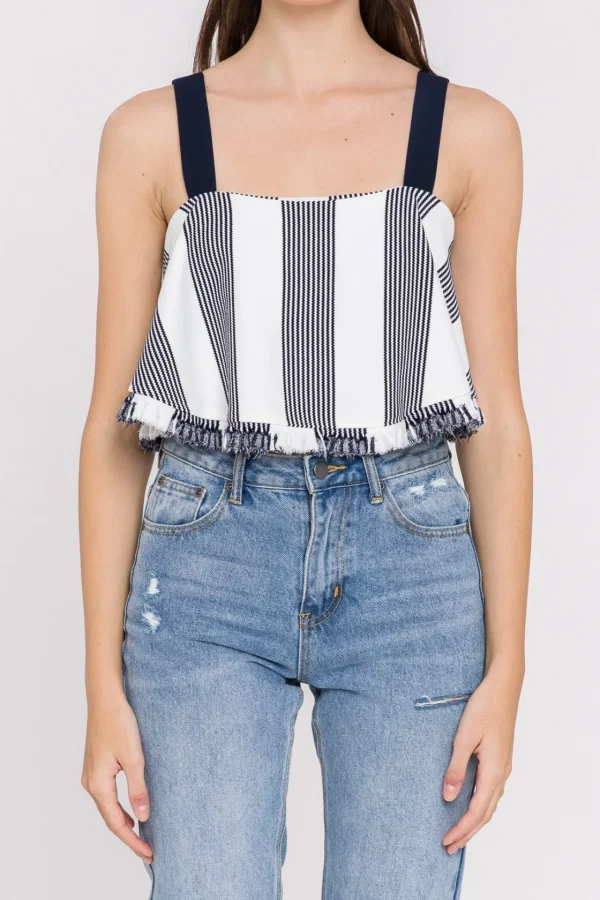 ENGLISH FACTORY Tops*- Stripe Crop Top