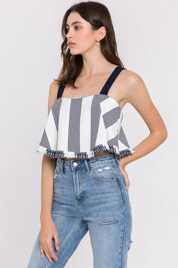 ENGLISH FACTORY Tops*- Stripe Crop Top