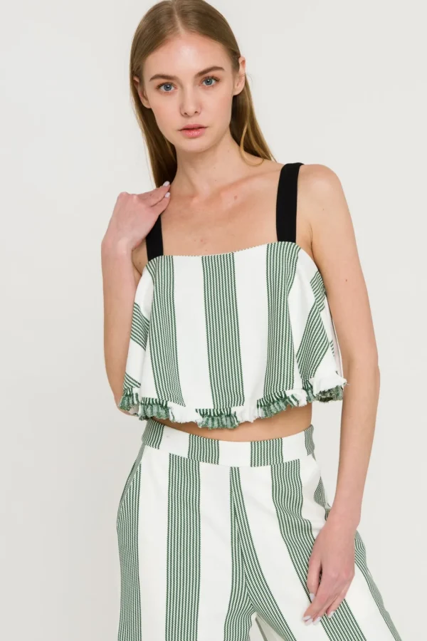 ENGLISH FACTORY Tops*- Stripe Crop Top