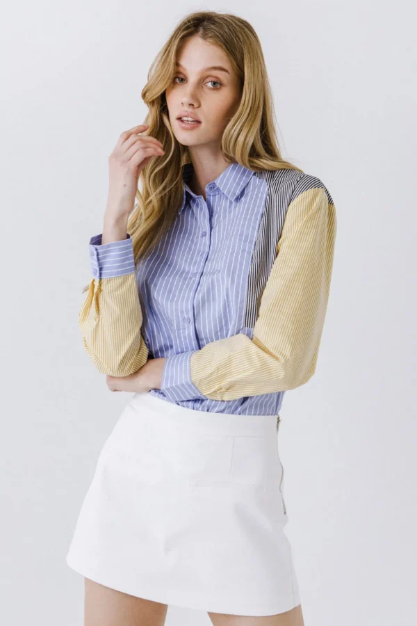 ENGLISH FACTORY Shirts & Blouses | Tops*- Stripe Color Block Shirt MULTI