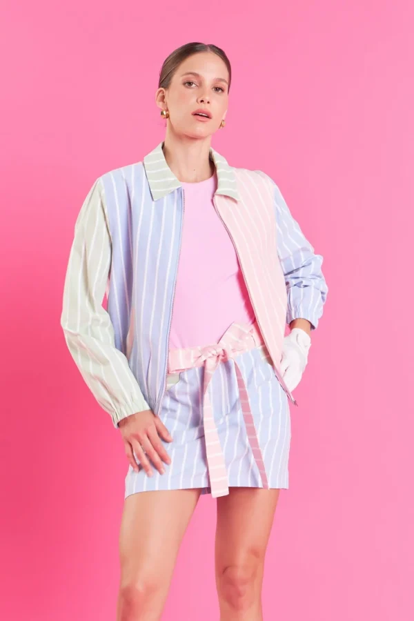 ENGLISH FACTORY Jackets & Coats | Tops*- Stripe Color Block Jacket MULTI