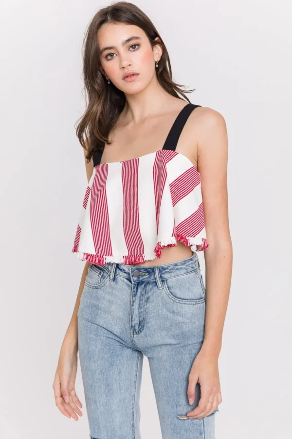 ENGLISH FACTORY Tops*- Stripe Crop Top