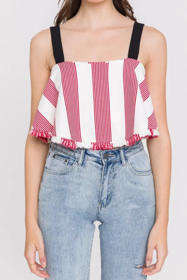 ENGLISH FACTORY Tops*- Stripe Crop Top