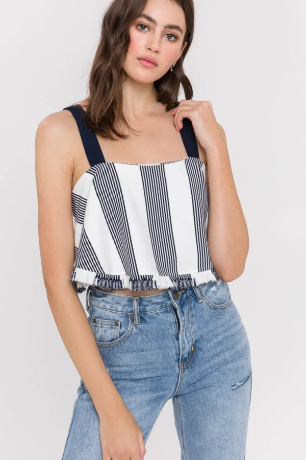 ENGLISH FACTORY Tops*- Stripe Crop Top