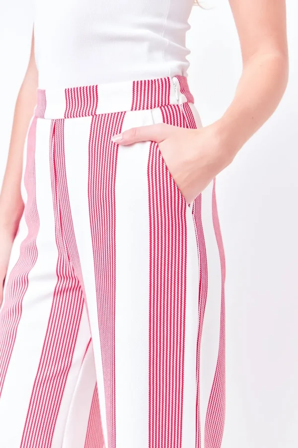 ENGLISH FACTORY Pants | Tops*- Stripe Fringe hem Pants