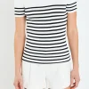 ENGLISH FACTORY Tops*- Stripe Fitted Knit Top WHITE/BLACK