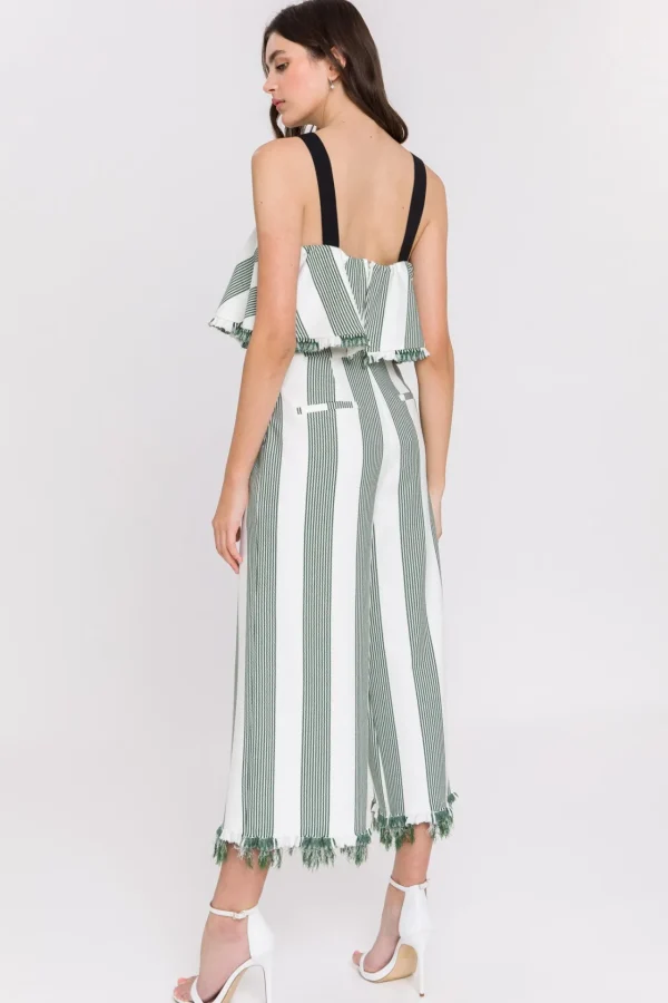 ENGLISH FACTORY Pants | Tops*- Stripe Fringe hem Pants