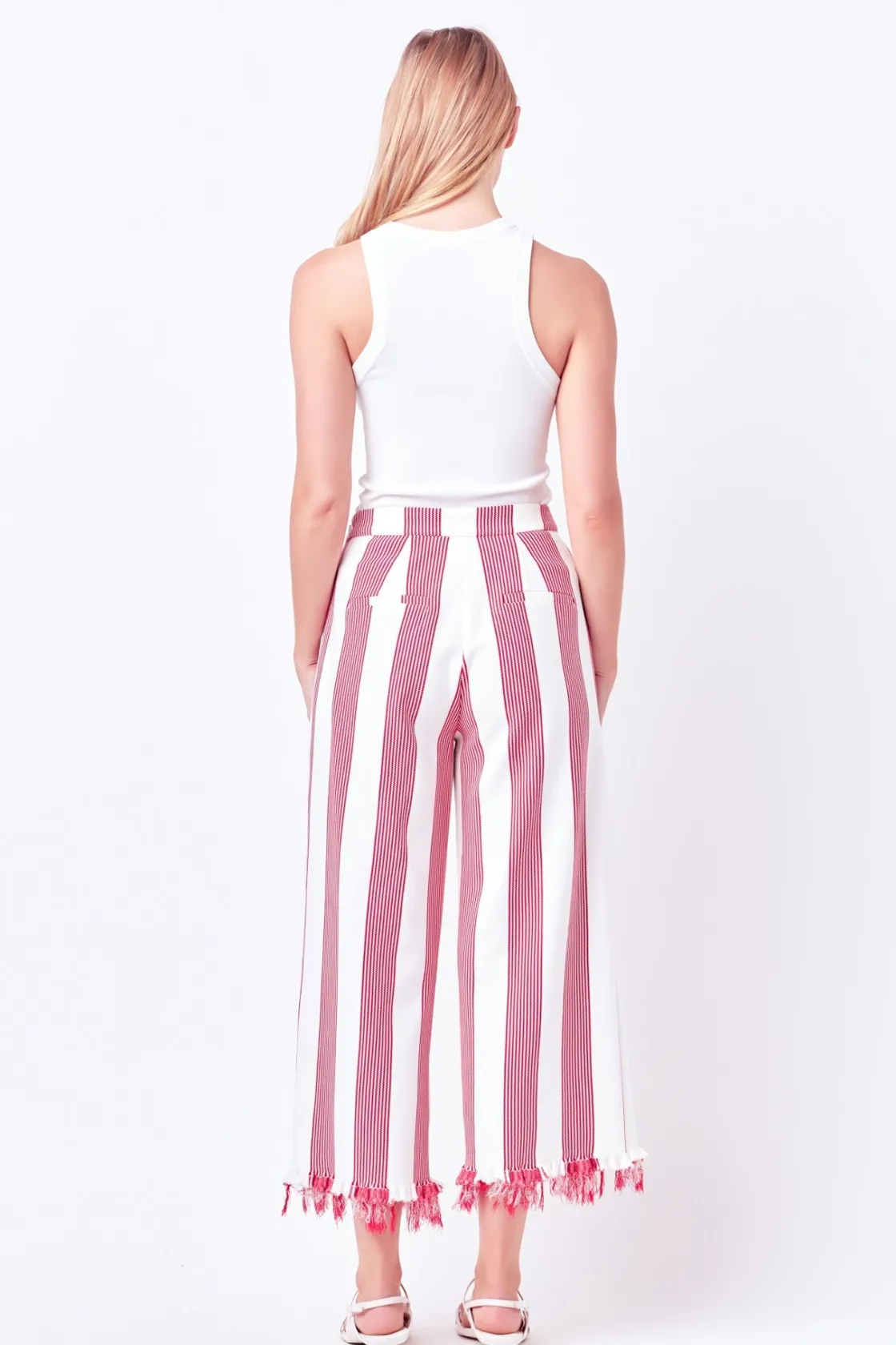 english_factory__stripe_f_2-1.webp ENGLISH FACTORY Pants | Tops*- Stripe Fringe hem Pants