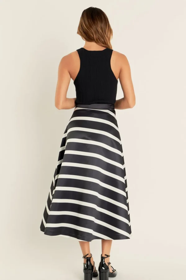 ENGLISH FACTORY Skirts | Tops*- Stripe Full Midi Skirt BLACK/WHITE
