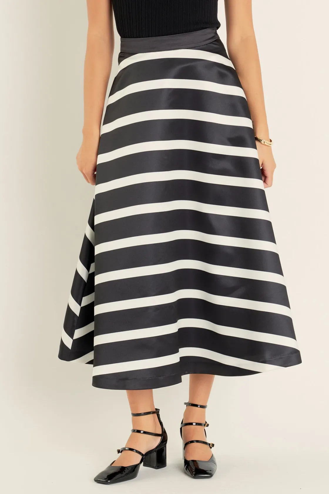 english_factory__stripe_f_3-2.webp ENGLISH FACTORY Skirts | Tops*- Stripe Full Midi Skirt BLACK/WHITE
