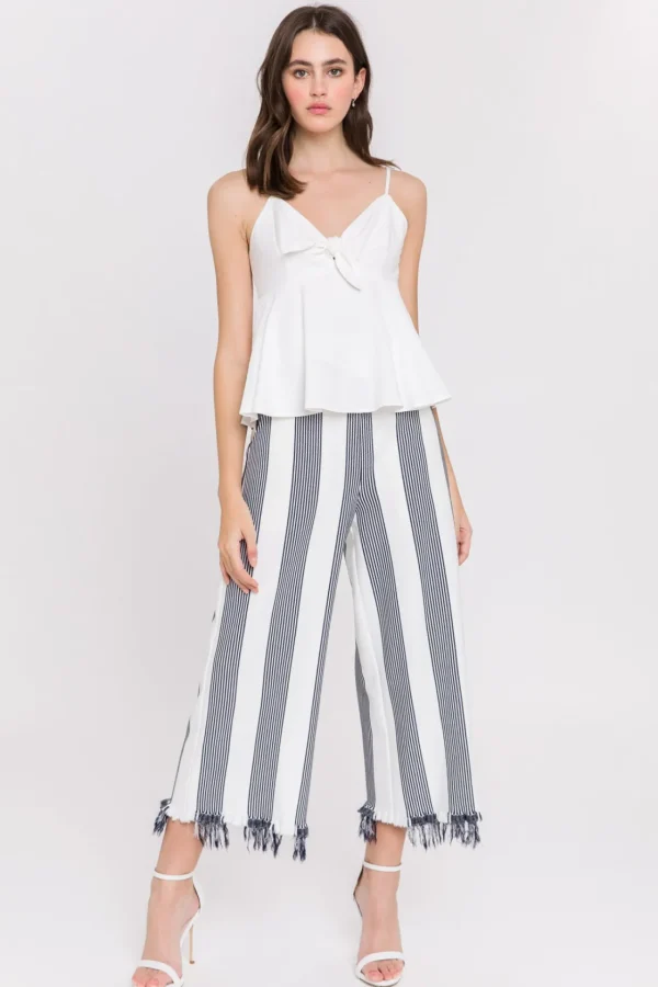 ENGLISH FACTORY Pants | Tops*- Stripe Fringe hem Pants