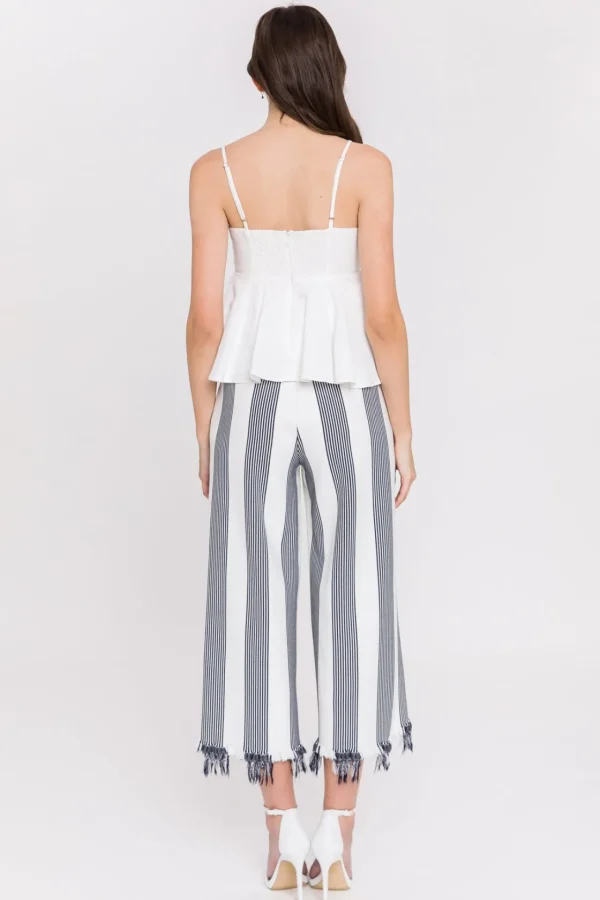 ENGLISH FACTORY Pants | Tops*- Stripe Fringe hem Pants