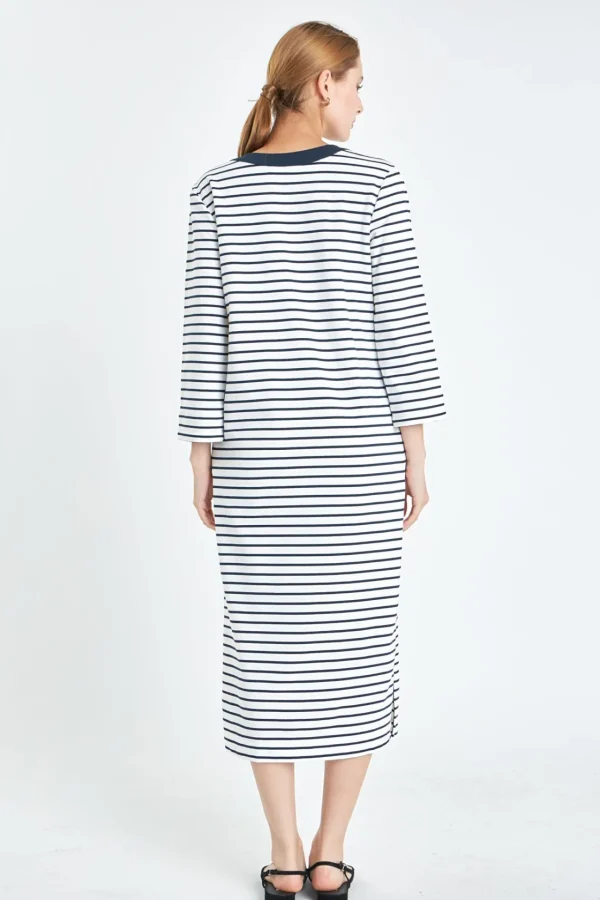 ENGLISH FACTORY Tops*- Stripe Jersey Midi Dress WHITE/NAVY