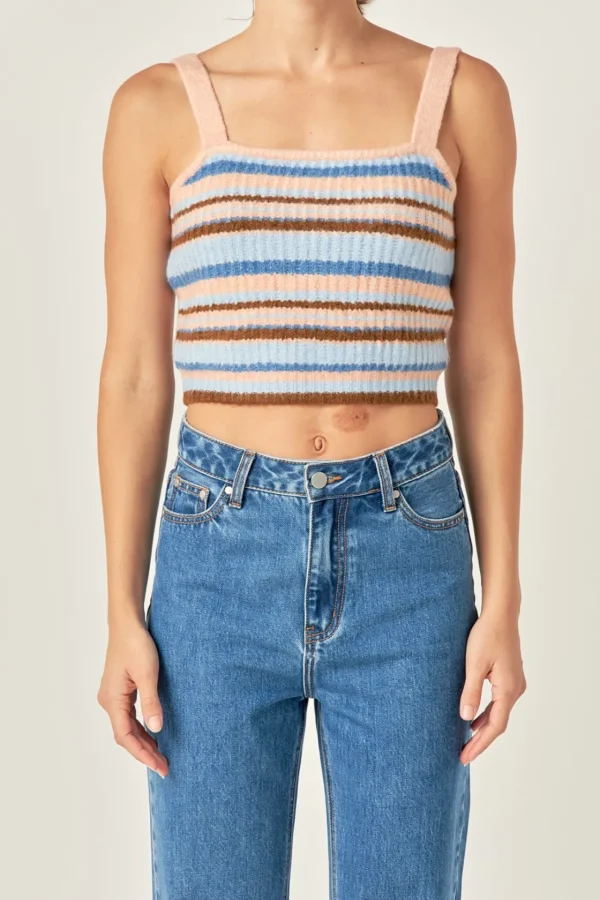 ENGLISH FACTORY Tops*- Stripe Knit Tank Top MULTI