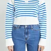 ENGLISH FACTORY Tops*- Stripe Knit Long Sleeve Top WHITE