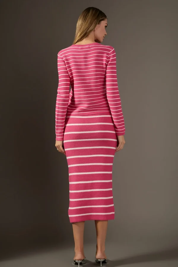 ENGLISH FACTORY Skirts | Tops*- Stripe Knit Midi Skirt PINK/WHITE