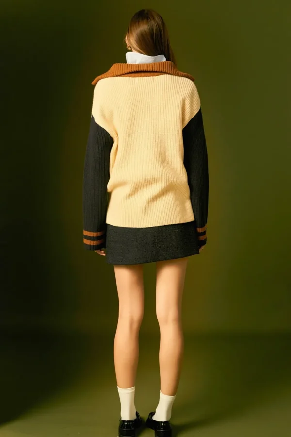ENGLISH FACTORY Sweaters & Knits | Tops*- Stripe Knitted Half Zip up Sweater