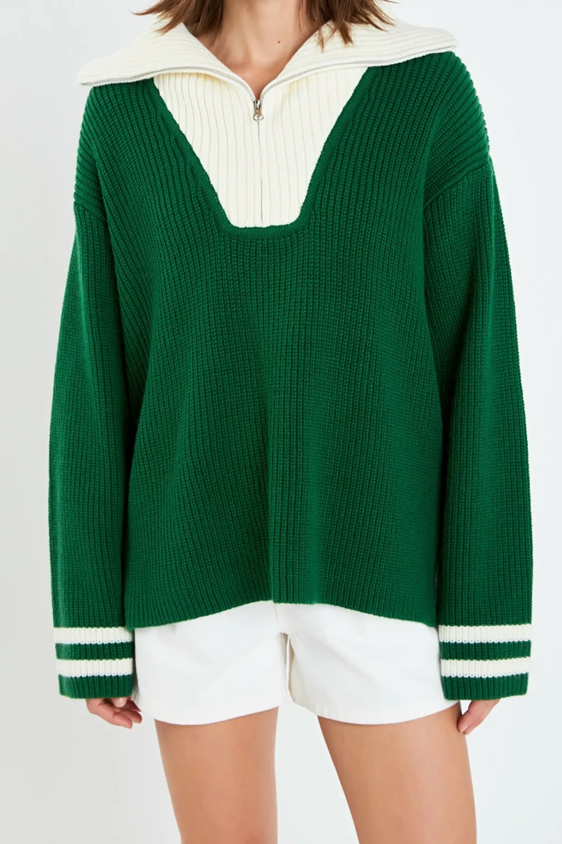 english_factory__stripe_k_5.webp ENGLISH FACTORY Sweaters & Knits | Tops*- Stripe Knitted Half Zip up Sweater