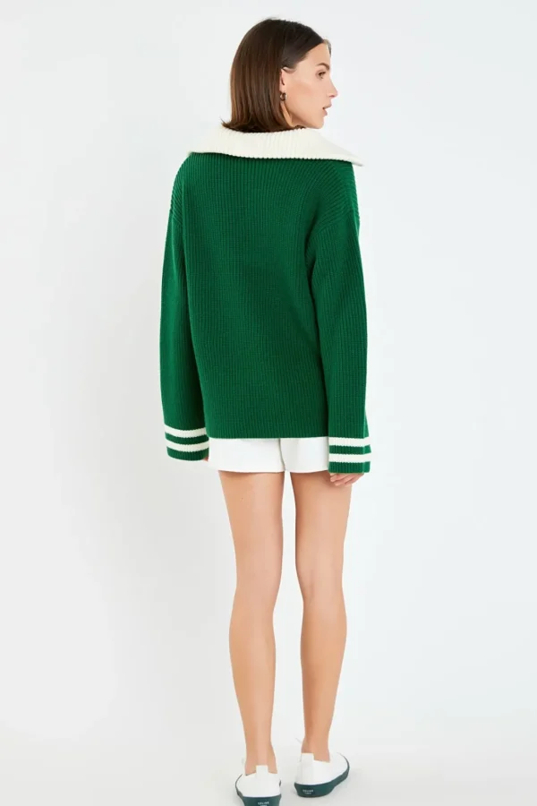 ENGLISH FACTORY Sweaters & Knits | Tops*- Stripe Knitted Half Zip up Sweater
