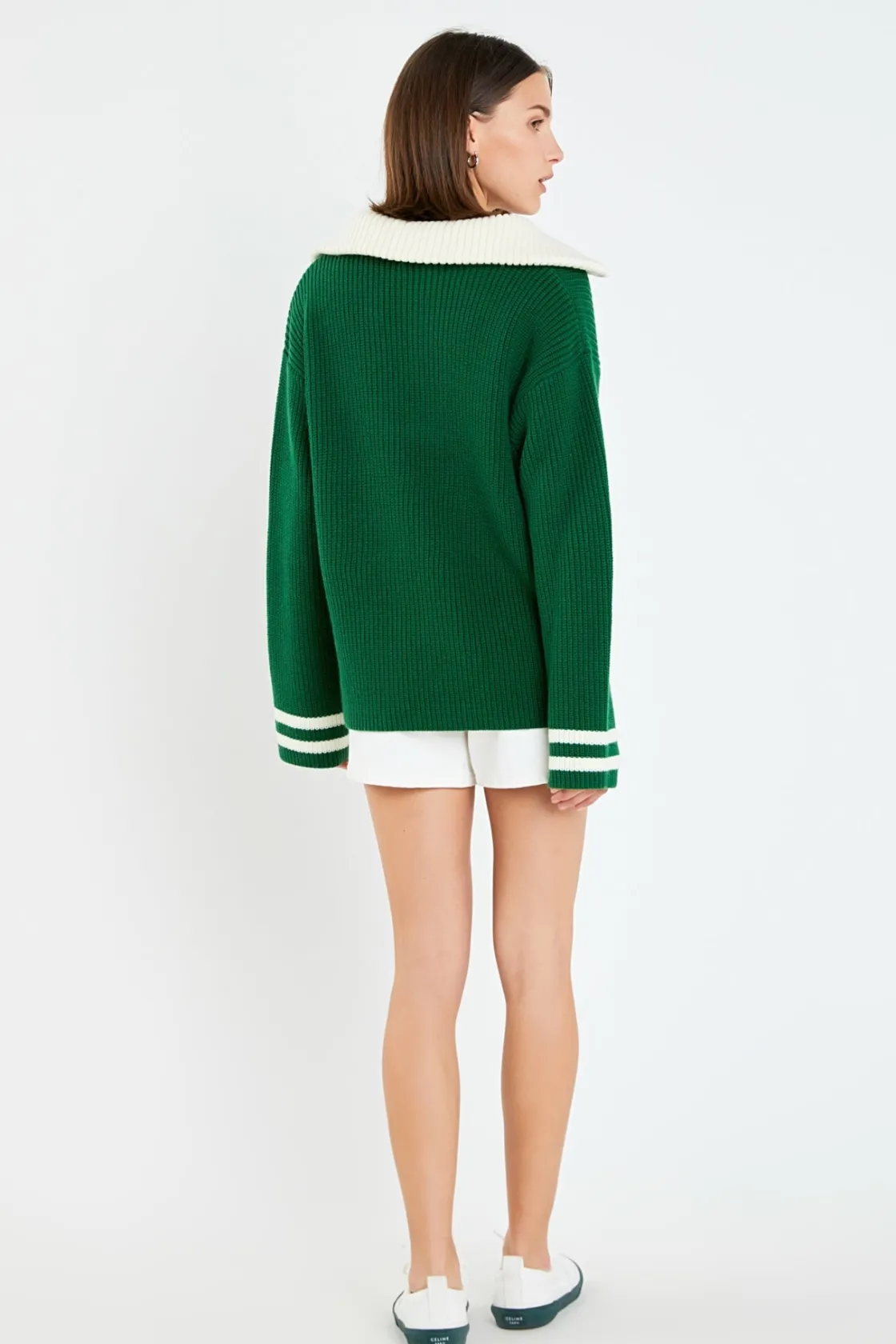 english_factory__stripe_k_7.webp ENGLISH FACTORY Sweaters & Knits | Tops*- Stripe Knitted Half Zip up Sweater