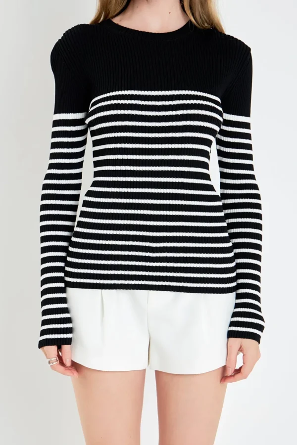 ENGLISH FACTORY Sweaters & Knits | Tops*- Stripe Long Sleeve Knit Top