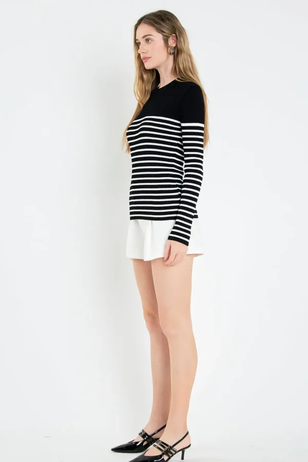 ENGLISH FACTORY Sweaters & Knits | Tops*- Stripe Long Sleeve Knit Top