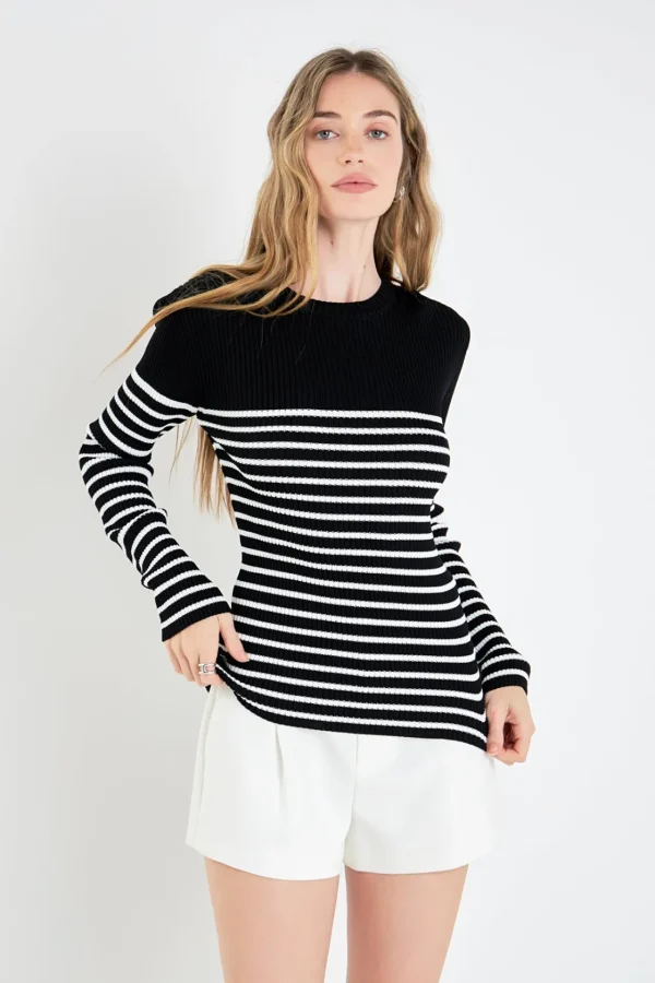 ENGLISH FACTORY Sweaters & Knits | Tops*- Stripe Long Sleeve Knit Top