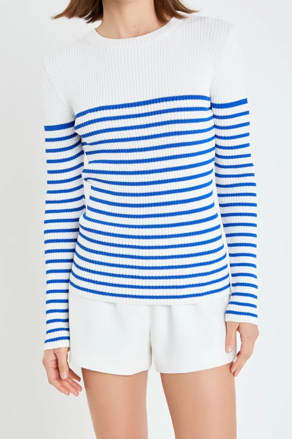 ENGLISH FACTORY Sweaters & Knits | Tops*- Stripe Long Sleeve Knit Top