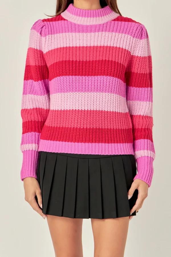 ENGLISH FACTORY Sweaters & Knits | Tops*- Stripe Mockneck Long Sleeve Sweater MULTI