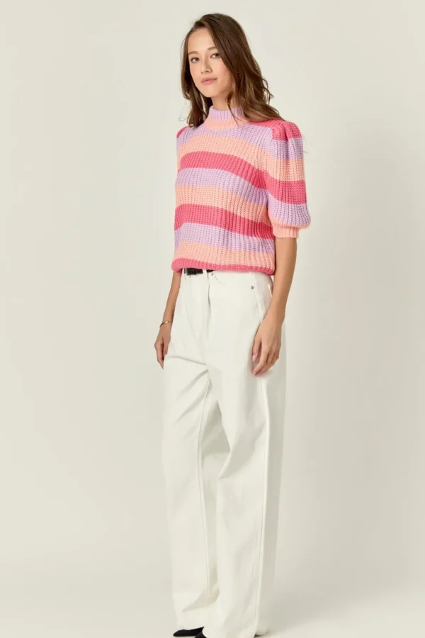 ENGLISH FACTORY Sweaters & Knits | Tops*- Stripe Mockneck Sweater
