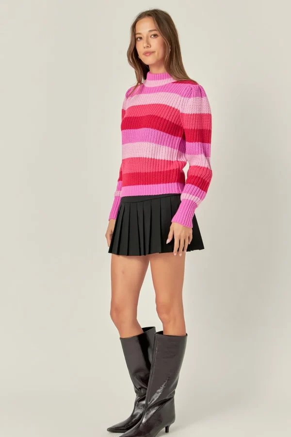 ENGLISH FACTORY Sweaters & Knits | Tops*- Stripe Mockneck Long Sleeve Sweater MULTI
