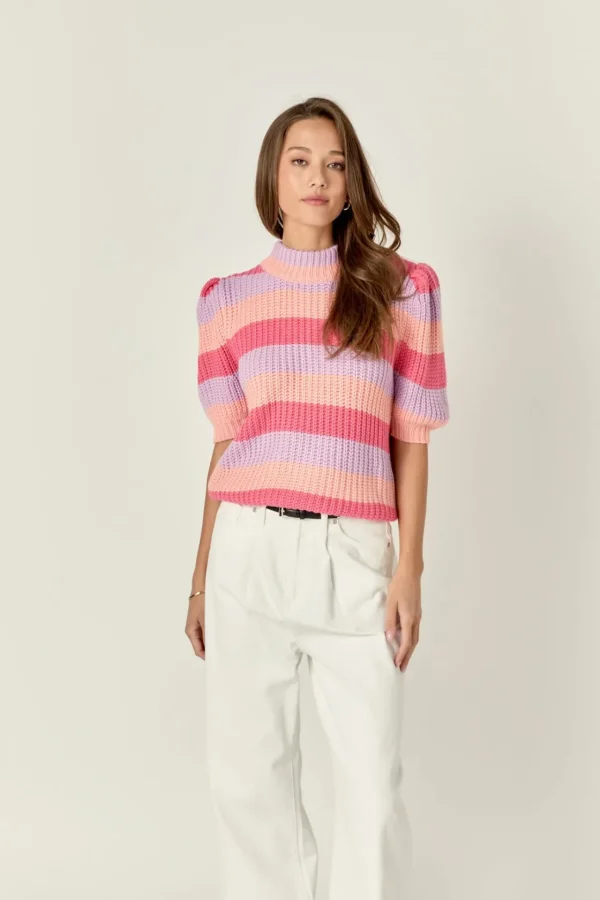 ENGLISH FACTORY Sweaters & Knits | Tops*- Stripe Mockneck Sweater