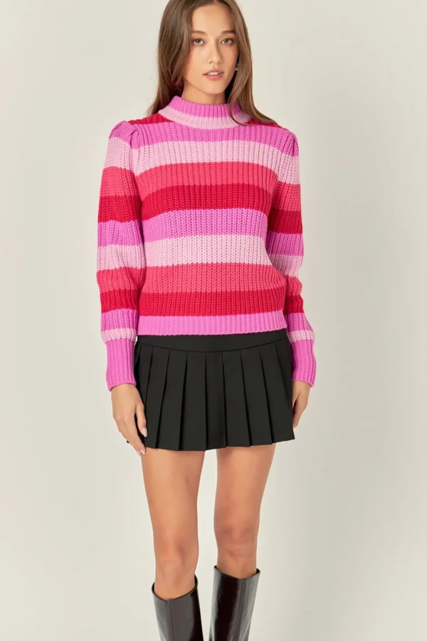 ENGLISH FACTORY Sweaters & Knits | Tops*- Stripe Mockneck Long Sleeve Sweater MULTI