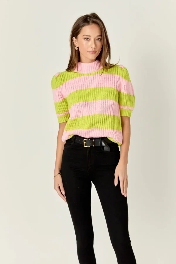 ENGLISH FACTORY Sweaters & Knits | Tops*- Stripe Mockneck Sweater