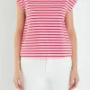 ENGLISH FACTORY Tops*- Stripe Rib Cotton T-shirt