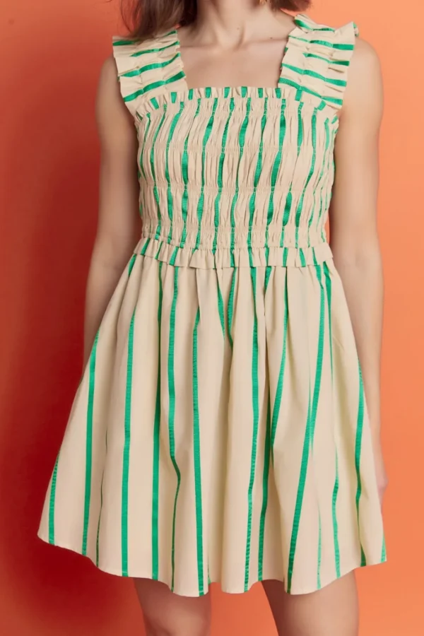ENGLISH FACTORY Tops*- Stripe Ruffled Midi Dress
