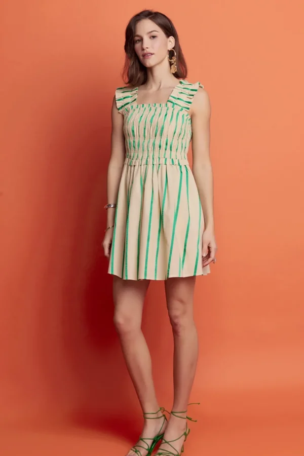 ENGLISH FACTORY Tops*- Stripe Ruffled Midi Dress