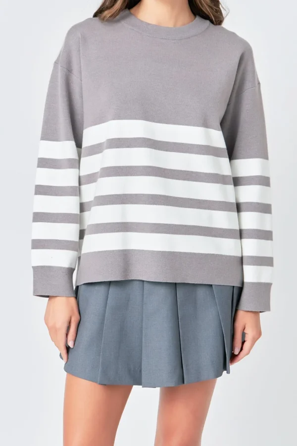 ENGLISH FACTORY Sweaters & Knits | Tops*- Stripe Round Neck Sweater