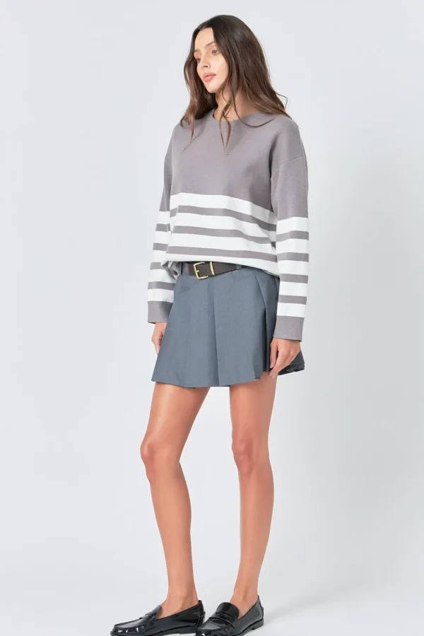ENGLISH FACTORY Sweaters & Knits | Tops*- Stripe Round Neck Sweater