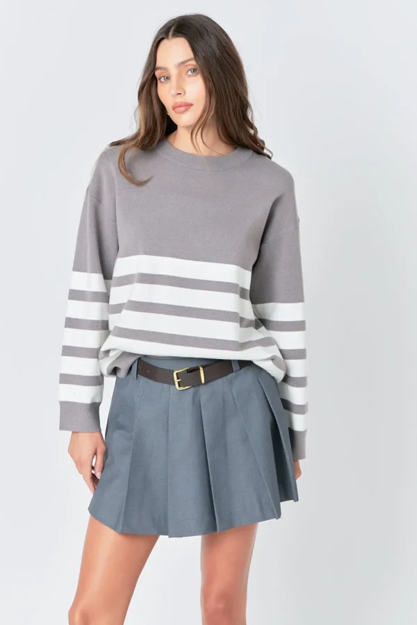 ENGLISH FACTORY Sweaters & Knits | Tops*- Stripe Round Neck Sweater