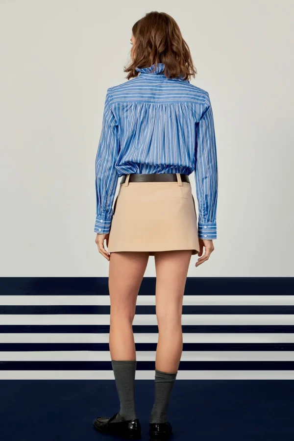 ENGLISH FACTORY Tops*- Stripe Ruffled Shirt BLUE/WHITE