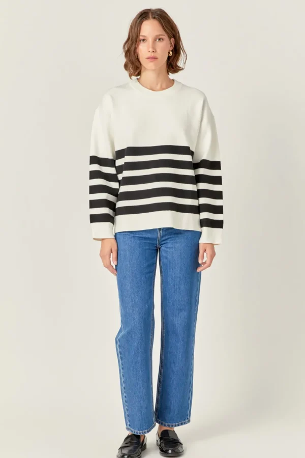 ENGLISH FACTORY Sweaters & Knits | Tops*- Stripe Round Neck Sweater
