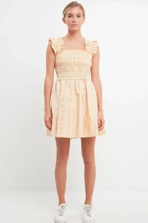 ENGLISH FACTORY Tops*- Stripe Ruffled Midi Dress