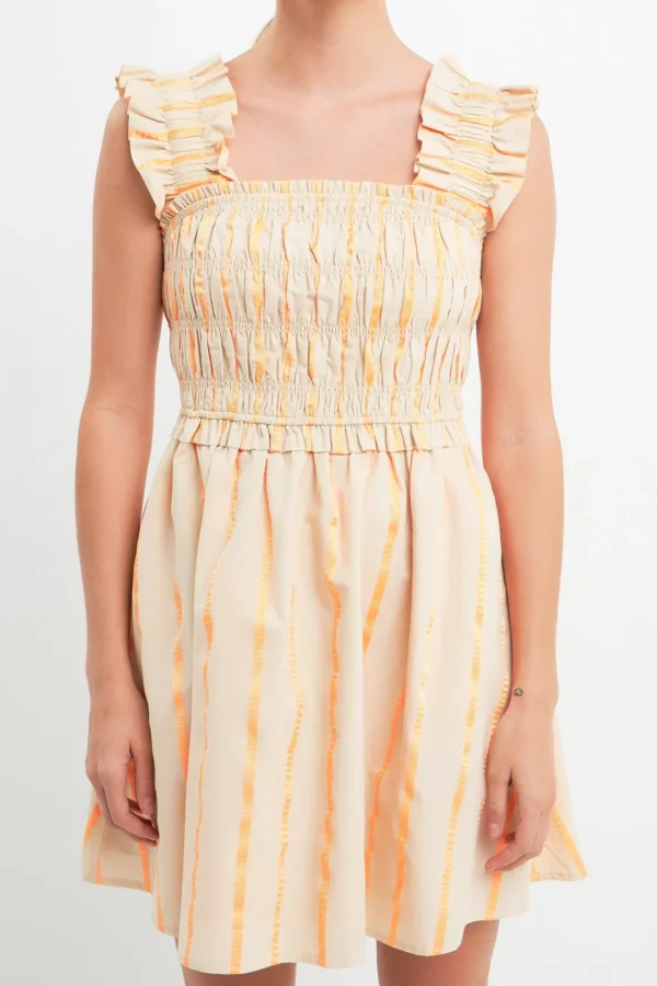 ENGLISH FACTORY Tops*- Stripe Ruffled Midi Dress