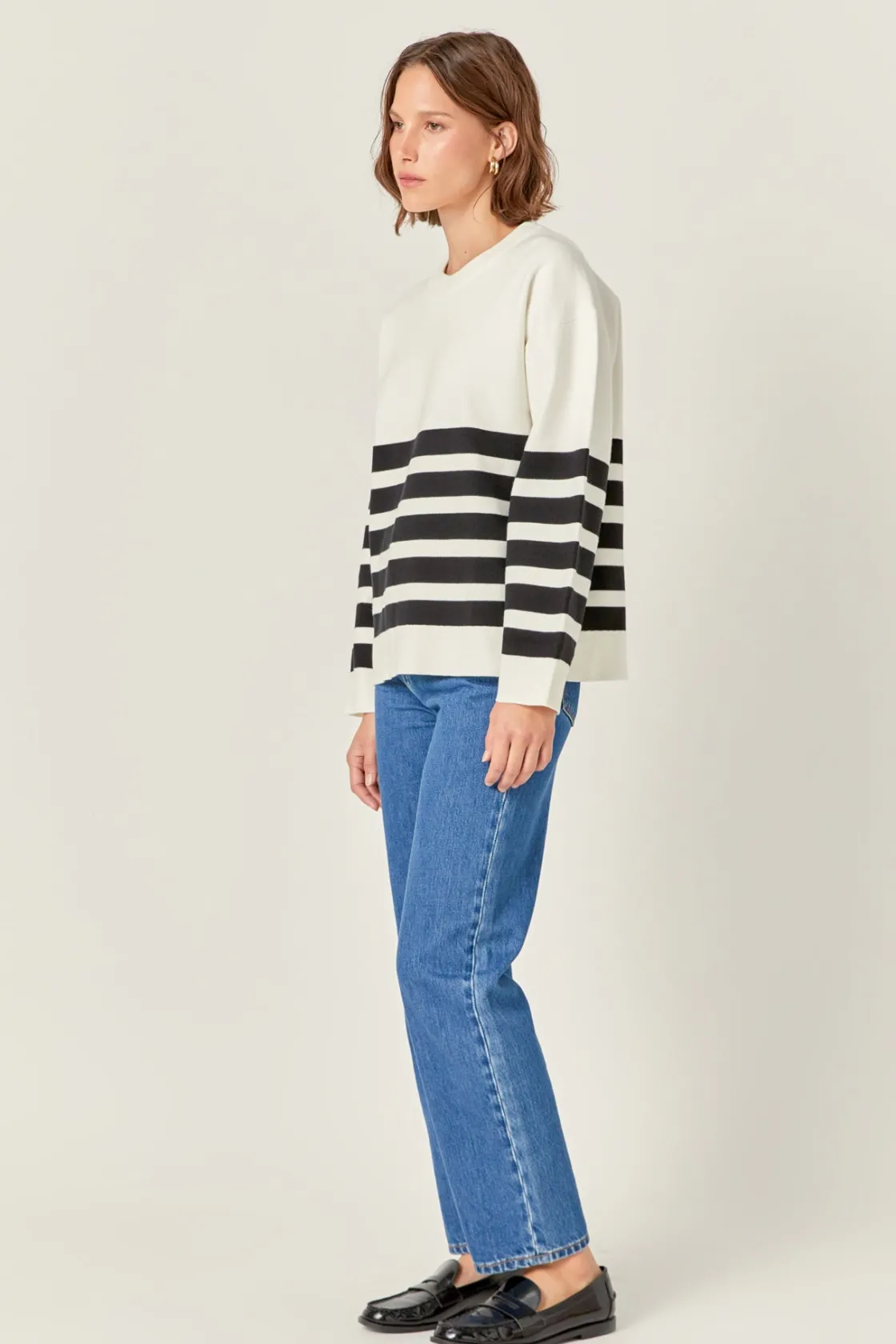 english_factory__stripe_r_6-2.webp ENGLISH FACTORY Sweaters & Knits | Tops*- Stripe Round Neck Sweater